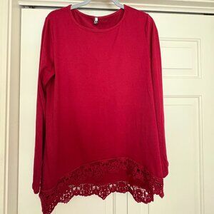 Red long sleeve casual top